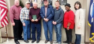 Robert “Bob” Melton of Cannon County has been honored for his service to the Farm Service Agency as a county committee member for 9 years of consecutive service. Pictured left to right Donny Green, Grant Williams, Bob Melton, Jimmy Womack, Terry Young, Mary Sanders, and Leigh Fuson