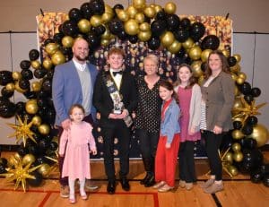 Senior Andrew Dakas was announced as the winner of the Coach Clay Edwards Memorial Tiger Pride Award during Saturday night’s DCHS football banquet. Members of Edwards’ family presented the award to Dakas including son Abram Edwards and Abram’s mother Tena Edwards-Jacobs along with Abram’s wife, Shannon and children Emmie Edwards, Carleigh Clay Edwards, and Harmony Edwards.