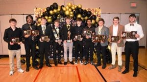 2024 DCHS Tiger Football Team Award Winners at Banquet Saturday night: Pictured left to right: Isaac Hannah, Jarett Hamilton, Kobe Roller, Andrew Dakas, Jordan Parker, J.T. Summers, Ryan Lyons, Ty Webb, Tucker Webb, and Jon Hendrix