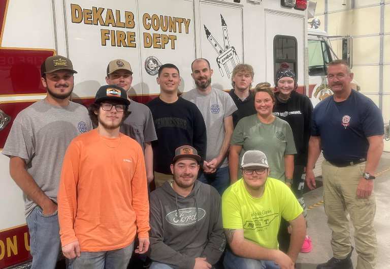 Saturday 10 members of the DeKalb Fire Department and two members from outside departments completed their 64 Hour Basic Firefighting course that has spanned over the last couple of months. The pictured DCFD members have now been promoted from recruits to firefighters. Pictured Left to Right:  (Back Row) Braden Martin, Riley Fuson, Holden Trapp, Scott Pack, Hayden Lawson, Kari Patrick, Airiana Stone, and TFACA Instructor Mark Yates. (Front Row) CJ Lattimore, Damien Martin, and Aaron Meadows.  Not pictured: Aaron White (from White County), Josh Wolford (Alexandria Fire), and TFACA Instructor Steven Brown.